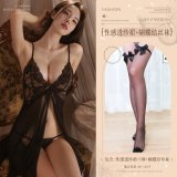 Black (sexy sheer skirt + thong + bow-tie stockings)
