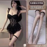 Black stockings set + black fishnet stockings