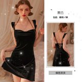 Black nightgown + T-shirt + jacket + belt
