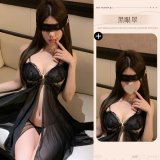 Black nightgown + T-shirt + eye mask