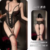 Black [lace-up bodysuit] excluding socks.