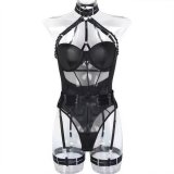 Black seductive outfit (jacket not included) + matching stockings