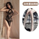 Black and white fishnet stockings