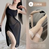 Black and white fishnet stockings