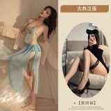 Blue and black fishnet stockings