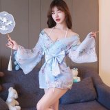 Blue kimono (bra, underwear, outer garment, belt)