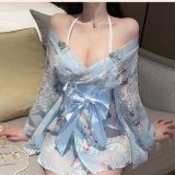 Blue kimono + white open crotch