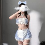 Blue + matching fishnet stockings