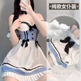 Blue and white + white open crotch stockings