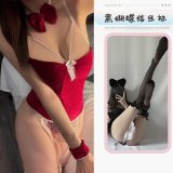 Bunny girl + black bow stockings