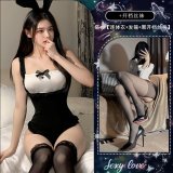 Bunny Girl Outfit [bodysuit + headband + black open-crotch stockings]