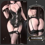 Cute catwoman uniform + black fishnet stockings