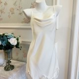 Champagne white slip dress + robe