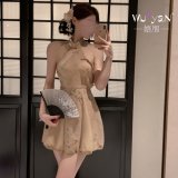 Cheongsam [Cheongsam + T-shirt] + Black stockings
