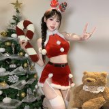 Christmas two-piece dress + white suspender stockings