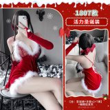 1807 Christmas Red [Christmas Dress + Gloves * 2 + T-shirt] + Hair Clip