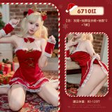 6937486666403◆Christmas Reindeer◆Red【Headband + Halter Dress + Sleeves*2 + T-shirt】