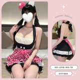 Matching set: dress + apron + headband + black lace stockings