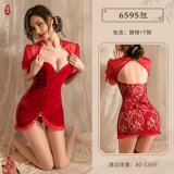 6595◆Life is but a dream◆Red【Cheongsam + T-shirt】