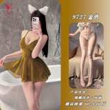 Gold color + matching stockings + matching long hairband