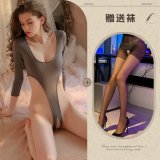 Grey and black open-crotch socks