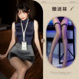 Dark gray and black fishnet stockings