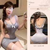 Gray suit [includes bodysuit + bodycon mini skirt]