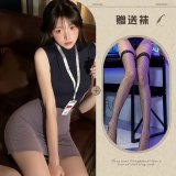 Grayish purple and black fishnet stockings
