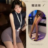 Grayish purple and black open-crotch socks