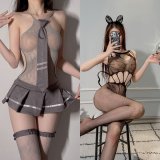 Gray suit + bodysuit