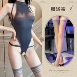 Gray clothes + gray striped stockings
