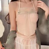 Green halter top style [outer shirt + skirt + thong + halter top]