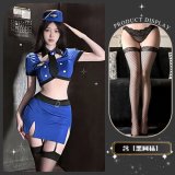 Delicate police officer* blue + black fishnet stockings