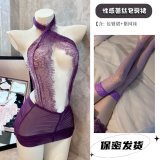 4359 Purple Mature Woman Dress [+W1 Purple Fishnet Stockings]