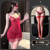 Skirt Tears~ [Red] + Red Fishnet Stockings