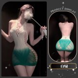 Deadwood hairpin*green + white fishnet stockings