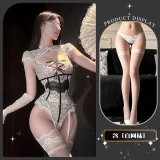 Bound and trembling* White + white fishnet stockings + blindfold + gloves
