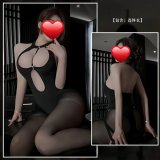 Hot girl bodysuit + plus size black open crotch stockings