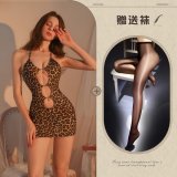 Leopard print + glossy black crotch opening