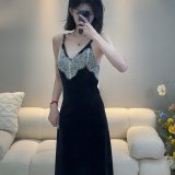 Black long slip dress + outer robe