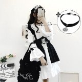 Black long-sleeved five-piece set + necklace + flower + black socks