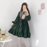 Dark green long-sleeved Lolita dress