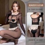 Maid outfit + black fishnet stockings