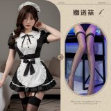 Maid outfit + black fishnet stockings
