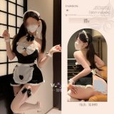 Maid [skirt + apron + bracelet + headband] + matching stockings