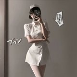 Nurse uniform + matching open-crotch stockings