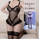 bodysuit + black butterfly stockings