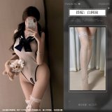 bodysuit + white fishnet stockings