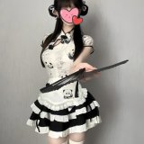 Cute panda maid + matching creamy yellow socks