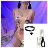 Pink big eyes + leash